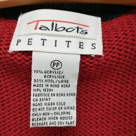 Talbots Womens Knit Sweater Vest Red SZ PP Button Front V-Neck Cropped Vintage - Picture 8 of 11